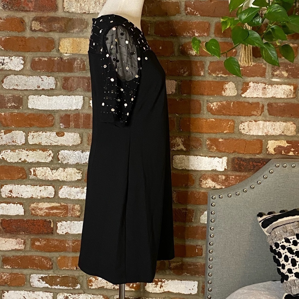 Nina Leonard Black Beaded Sheath Dress Size medium - Picture 5 of 9